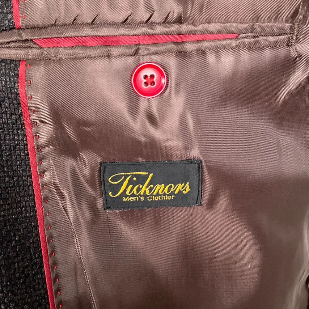Ticknors TailoRed Blazer Men 43‎ Gray Textured Cashmere Reda Wool Italian VTG